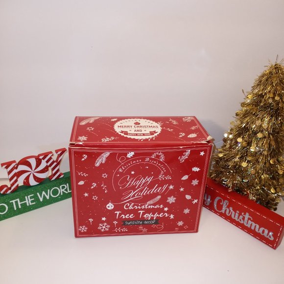 Christmas Tree Topper Bow Ornament with Glitter Satin Mesh Streamer - Picture 9 of 10